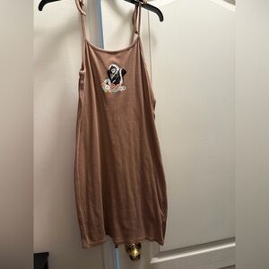 Disney Brown Ribbed Tie Strap Midi Dress L